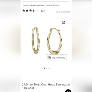 21.0mm Twist Oval Hoop Earrings in 14K Gold